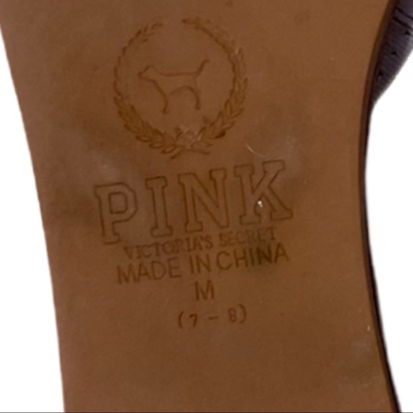 Victoria Secret Love Pink Leather Sandals With Pink Heart Toe Loop - Picture 8 of 10